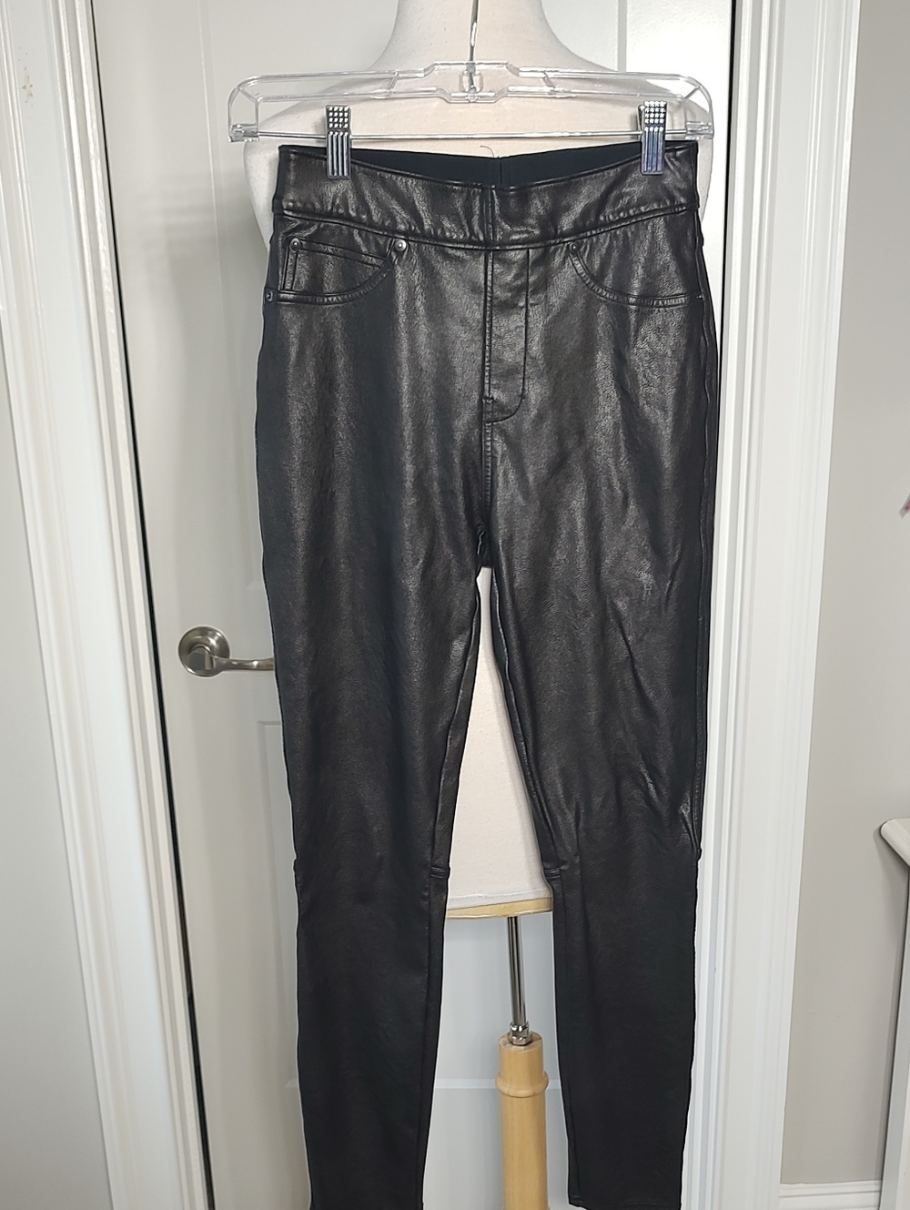 SPANX Black Faux Leather-Look Leggings